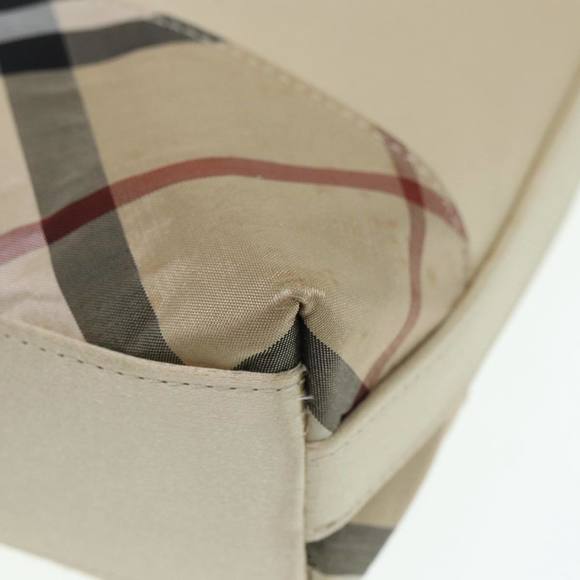 BURBERRY Nova Check Hand Bag Nylon Beige Silver Auth 88598 - Picture 10 of 16